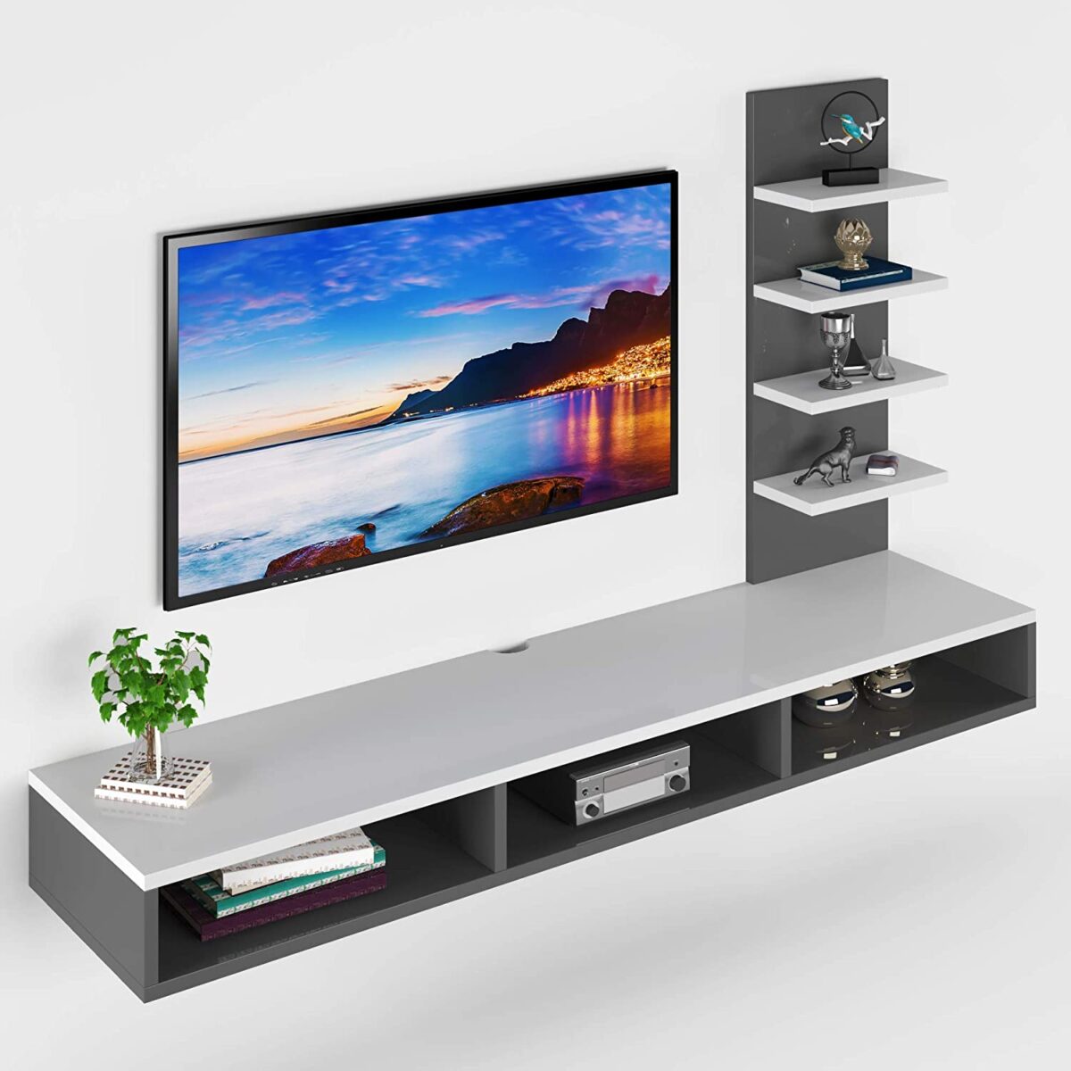 Furnifry Wooden Wall Mounted TV Unit for Living Room