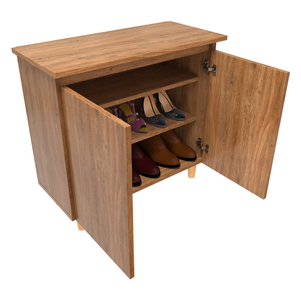 Wooden Shoe Rack with Door for 12 Pairs of Shoes